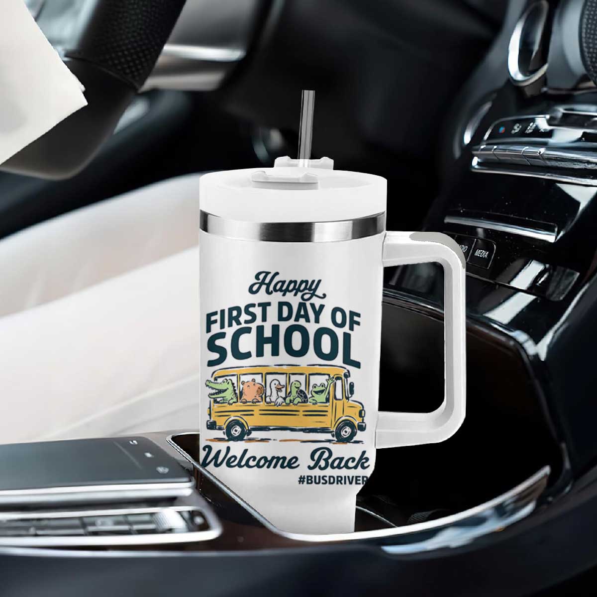 School Bus Driver Gift Tumbler With Handle Happy First Day Of School TS12 Print Your Wear