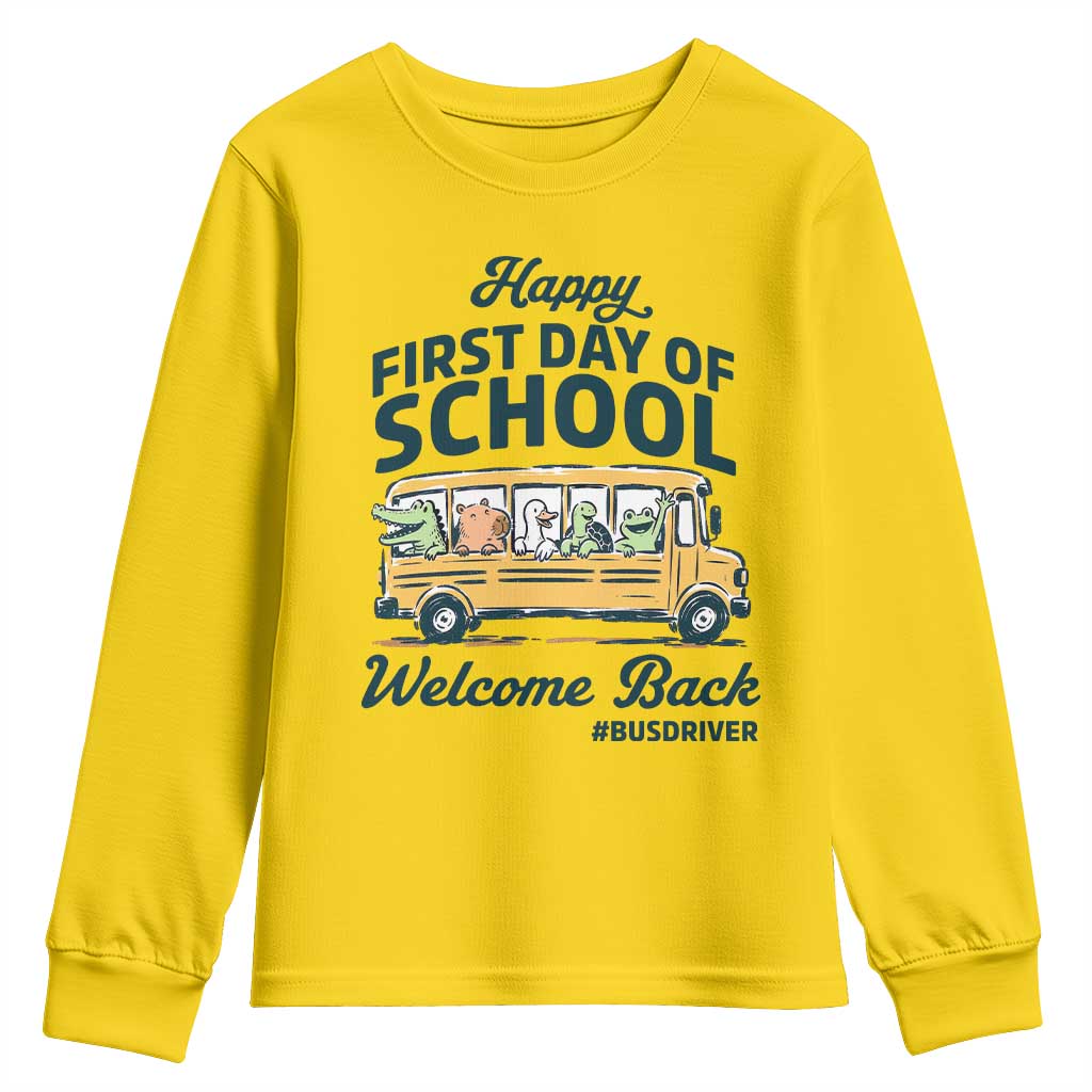 School Bus Driver Gift Youth Sweatshirt Happy First Day Of School TS12 Daisy Print Your Wear