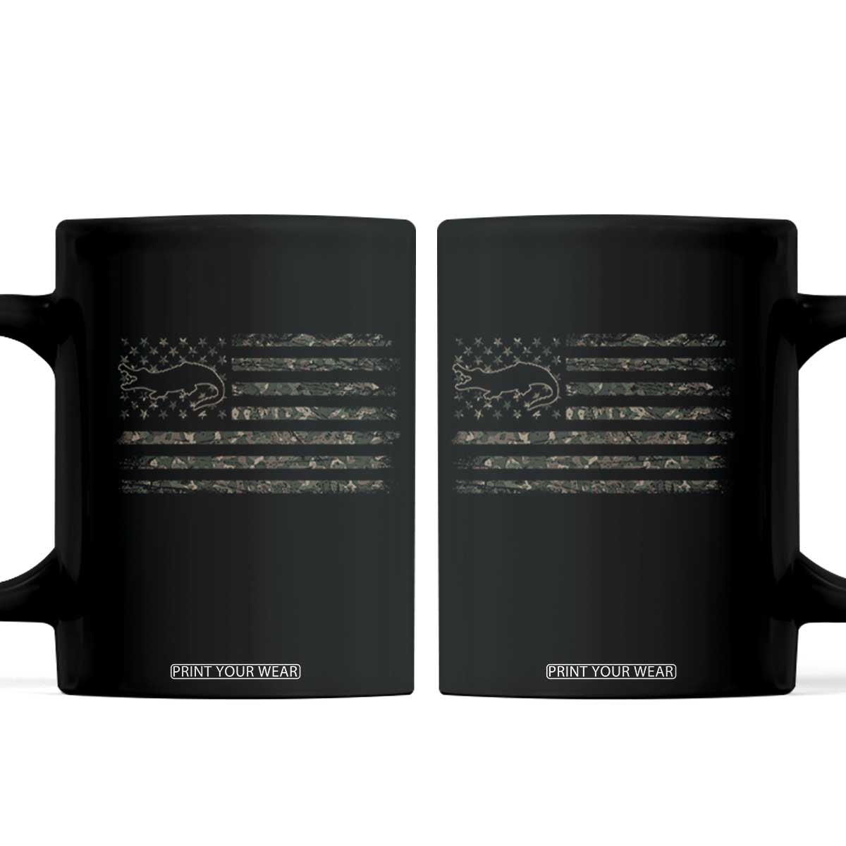 Alligator Hunting Camo American Flag Coffee Mug Louisiana Bayou Hunter Gift TS12 Black Print Your Wear