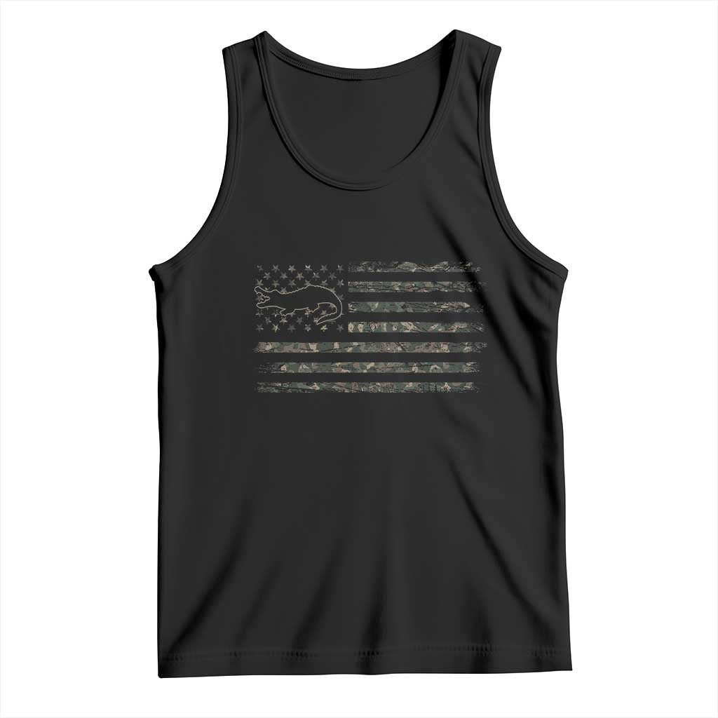 Alligator Hunting Camo American Flag Tank Top Louisiana Bayou Hunter Gift TS12 Black Print Your Wear