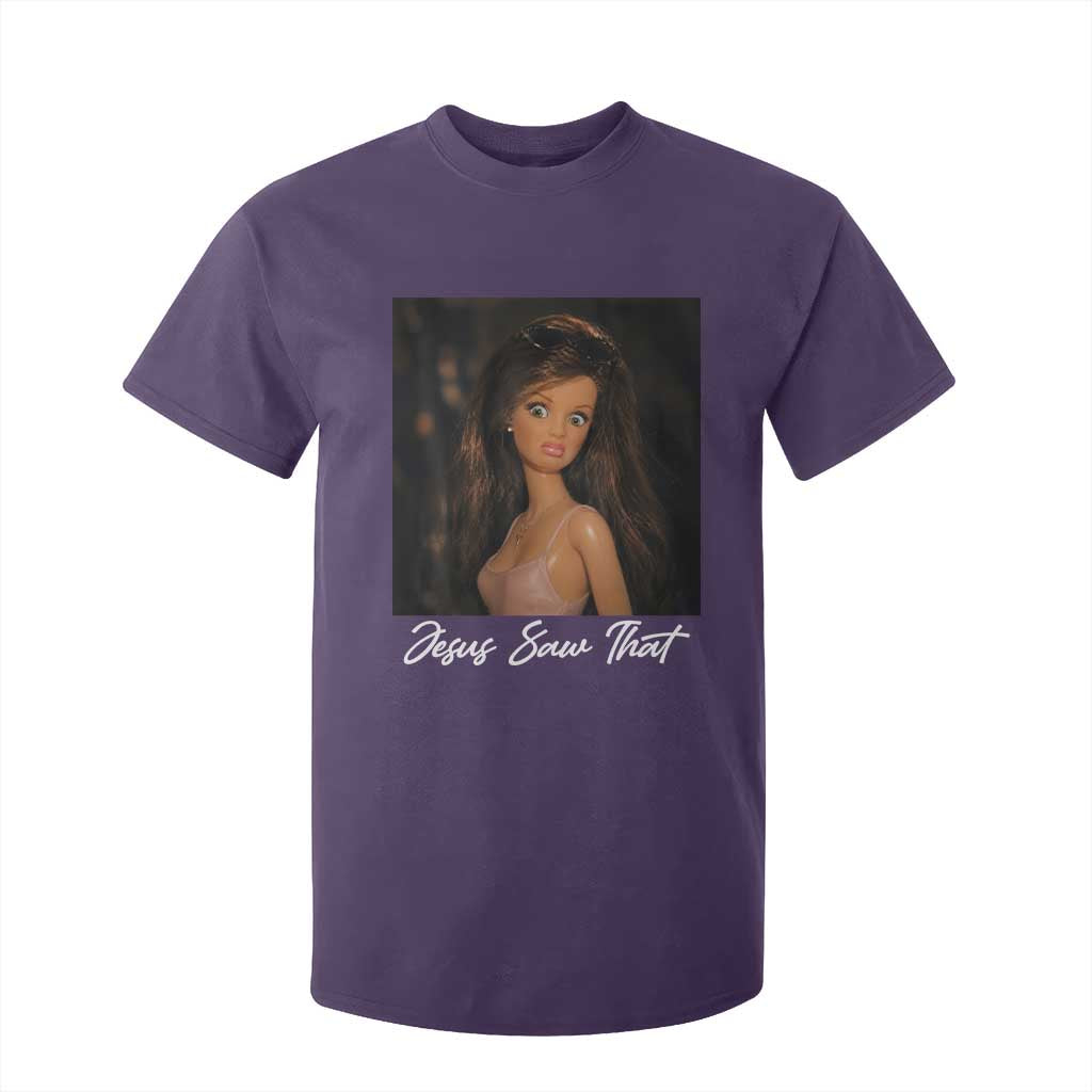 Funny Sassy Christian Doll Face Meme T Shirt For Kid Jesus Saw That TS12 Purple Print Your Wear