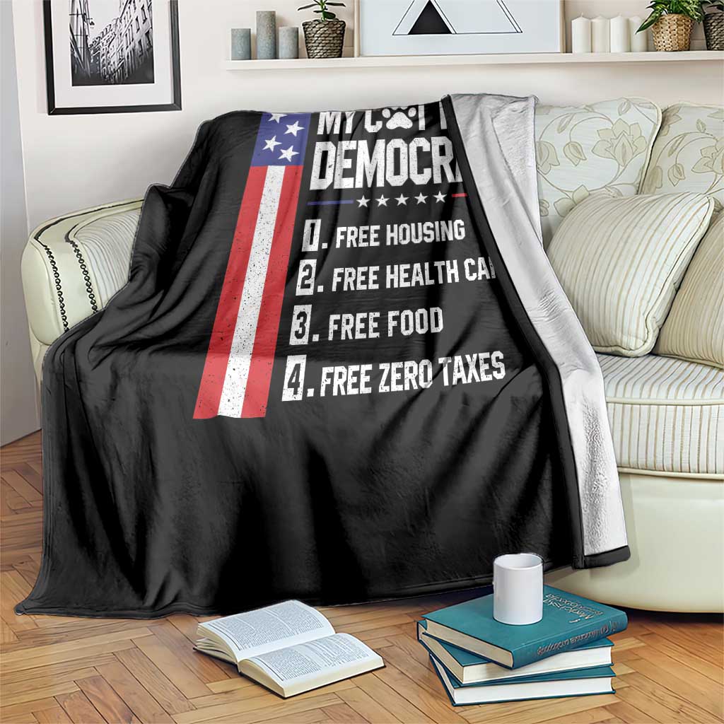 Funny My Cat Is A Democrat Throw Blanket Lazy Cat Political Humor TS12 Print Your Wear