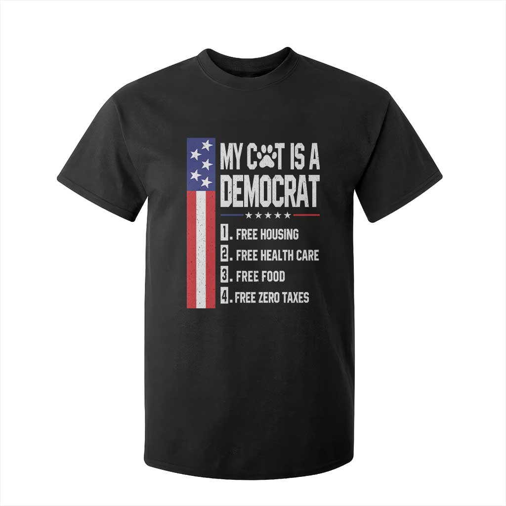 Funny My Cat Is A Democrat T Shirt For Kid Lazy Cat Political Humor TS12 Black Print Your Wear