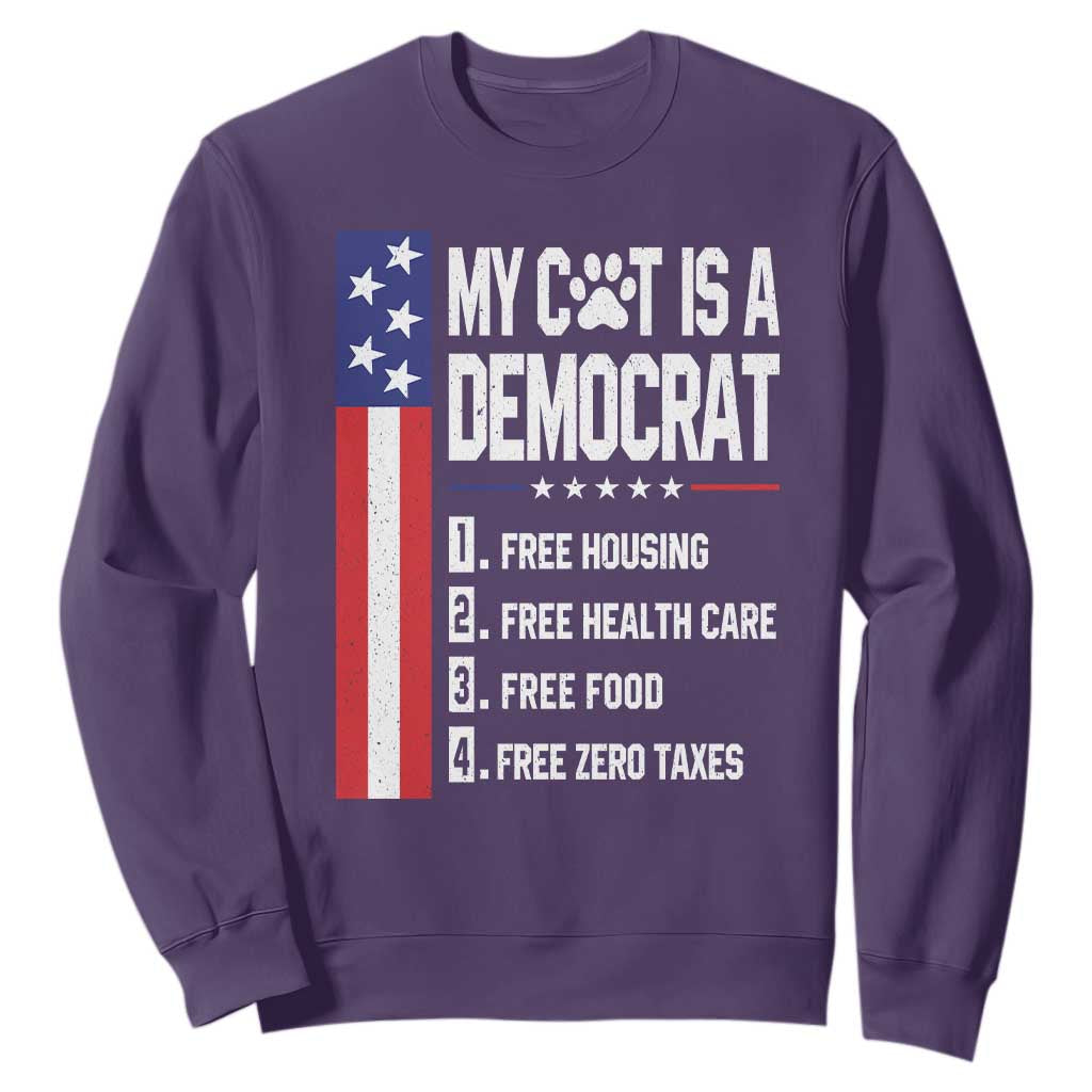 Funny My Cat Is A Democrat Sweatshirt Lazy Cat Political Humor TS12 Purple Print Your Wear