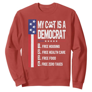 Funny My Cat Is A Democrat Sweatshirt Lazy Cat Political Humor TS12 Red Print Your Wear