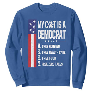 Funny My Cat Is A Democrat Sweatshirt Lazy Cat Political Humor TS12 Royal Blue Print Your Wear