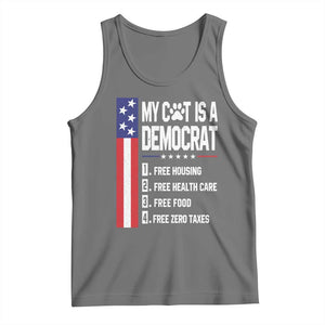 Funny My Cat Is A Democrat Tank Top Lazy Cat Political Humor TS12 Black Heather Print Your Wear