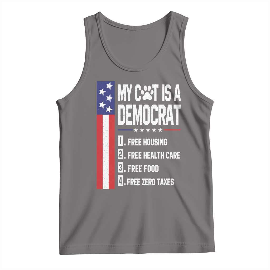 Funny My Cat Is A Democrat Tank Top Lazy Cat Political Humor TS12 Deep Heather Print Your Wear
