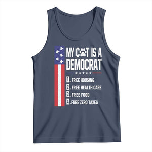 Funny My Cat Is A Democrat Tank Top Lazy Cat Political Humor TS12 Navy Print Your Wear