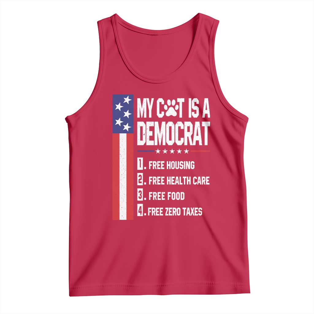 Funny My Cat Is A Democrat Tank Top Lazy Cat Political Humor TS12 Red Print Your Wear