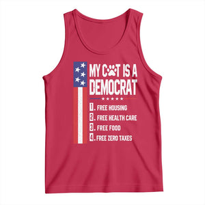 Funny My Cat Is A Democrat Tank Top Lazy Cat Political Humor TS12 Red Print Your Wear