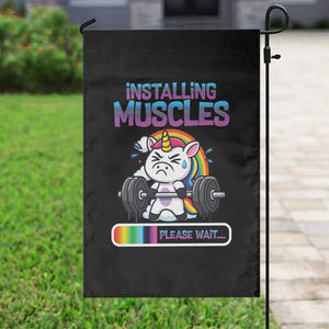 Installing Muscles Please Wait Garden Flag Cute Unicorn Gym Workout Gift TS12 Print Your Wear