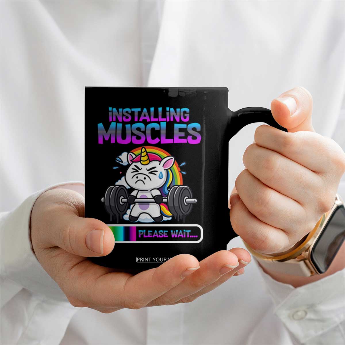 Installing Muscles Please Wait Coffee Mug Cute Unicorn Gym Workout Gift TS12 Print Your Wear