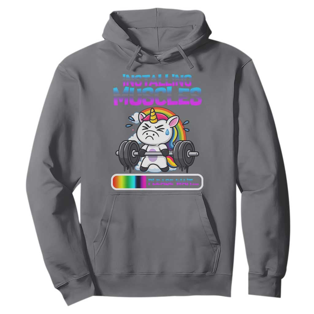 Installing Muscles Please Wait Hoodie Cute Unicorn Gym Workout Gift TS12 Charcoal Print Your Wear