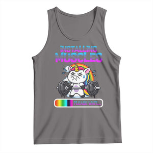 Installing Muscles Please Wait Tank Top Cute Unicorn Gym Workout Gift TS12 Deep Heather Print Your Wear