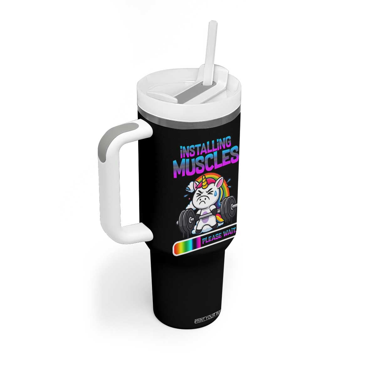 Installing Muscles Please Wait Tumbler With Handle Cute Unicorn Gym Workout Gift TS12 Print Your Wear