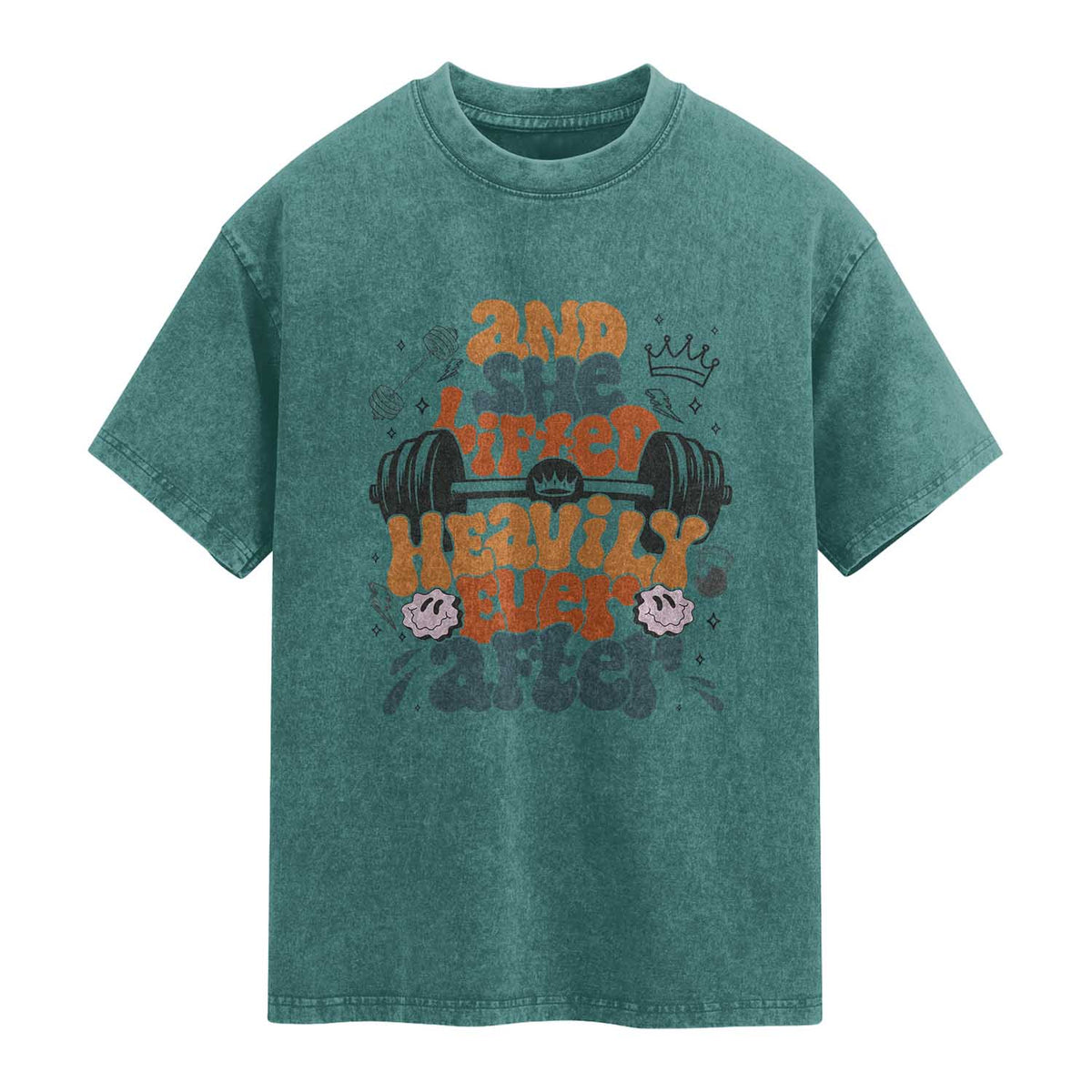And She Lifted Heavily Ever After Washed Cotton T-Shirt Funny Gym Workout Gift