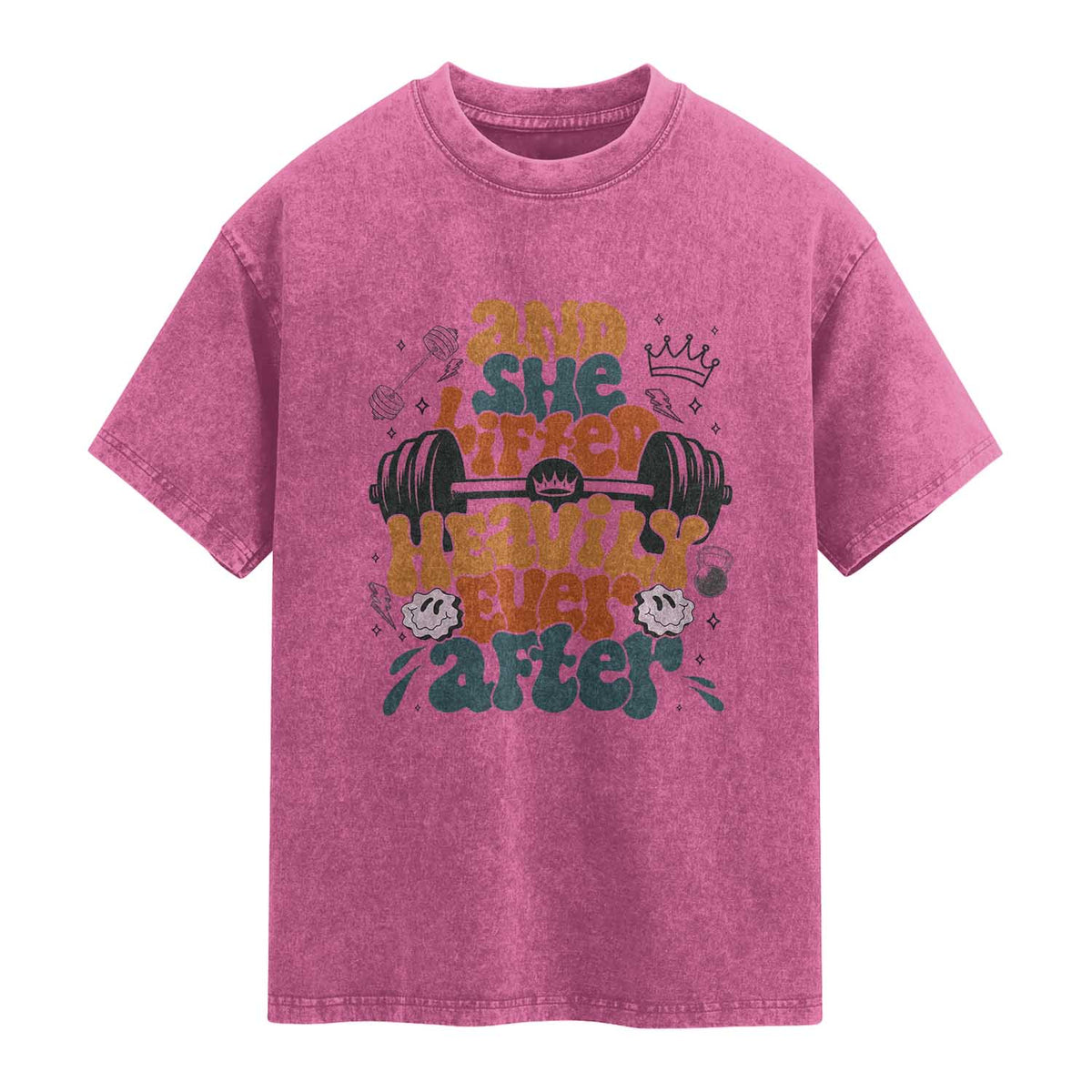 And She Lifted Heavily Ever After Washed Cotton T-Shirt Funny Gym Workout Gift