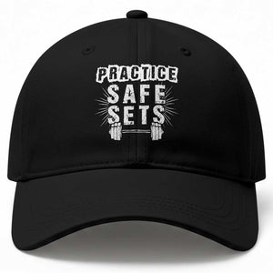 Practice Safe Sets Baseball Cap Funny Gym Workout Gift TS12 Print Your Wear
