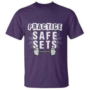 Practice Safe Sets T Shirt Funny Gym Workout Gift TS12 Purple Print Your Wear