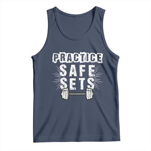 Practice Safe Sets Tank Top Funny Gym Workout Gift TS12 Navy Print Your Wear