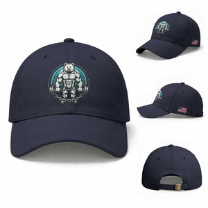 Funny Gym Workout Humor Baseball Cap Cute Weightlifting Bear Gift TS12 Baseball Cap Universal Fit Navy Print Your Wear