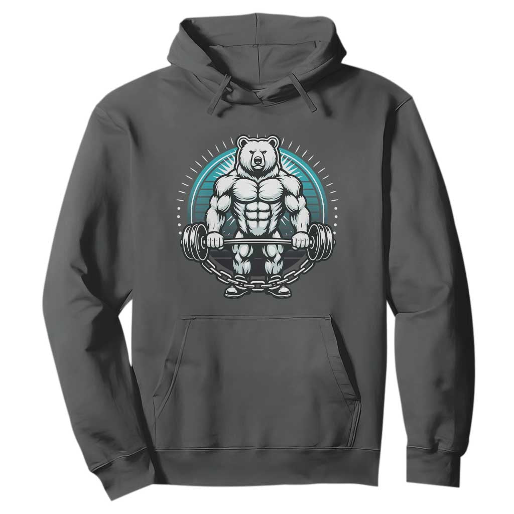 Funny Gym Workout Humor Hoodie Cute Weightlifting Bear Gift TS12 Dark Heather Print Your Wear