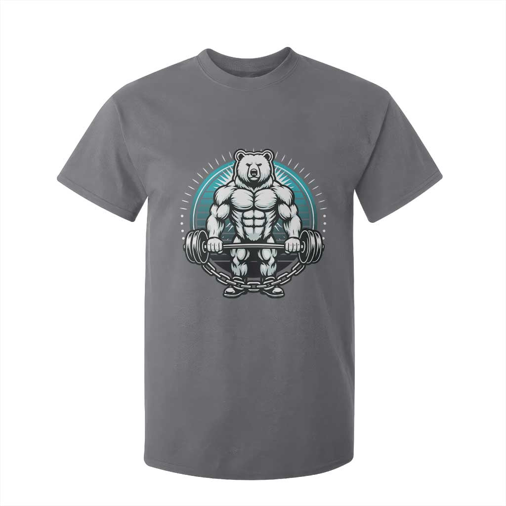 Funny Gym Workout Humor T Shirt For Kid Cute Weightlifting Bear Gift TS12 Charcoal Print Your Wear