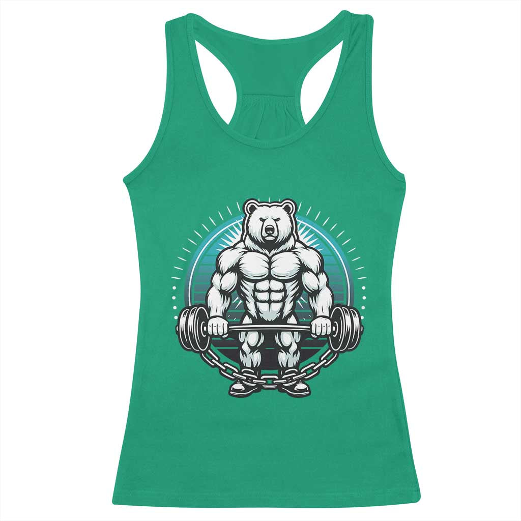 Funny Gym Workout Humor Racerback Tank Top Cute Weightlifting Bear Gift TS12 Irish Green Print Your Wear