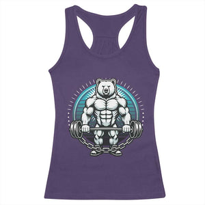 Funny Gym Workout Humor Racerback Tank Top Cute Weightlifting Bear Gift TS12 Purple Print Your Wear