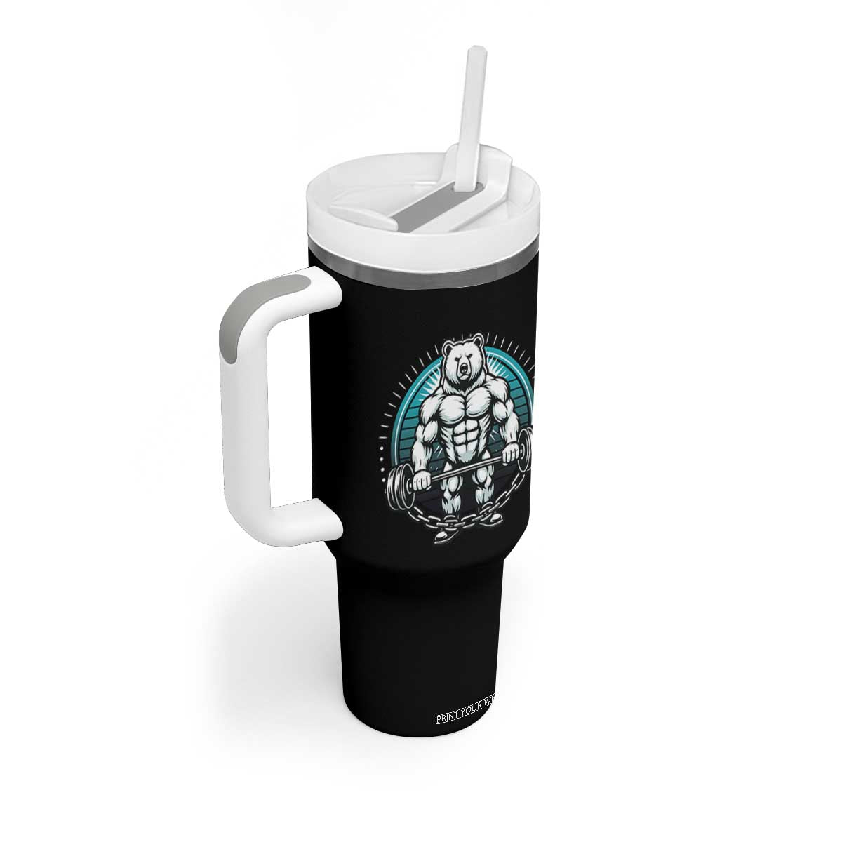 Funny Gym Workout Humor Tumbler With Handle Cute Weightlifting Bear Gift TS12 Print Your Wear