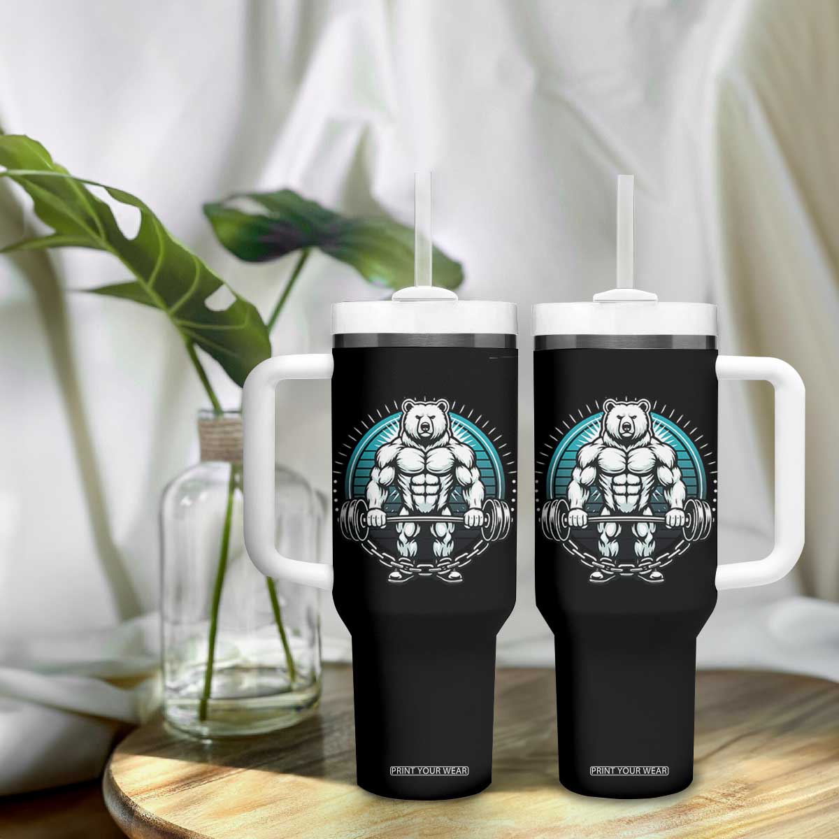 Funny Gym Workout Humor Tumbler With Handle Cute Weightlifting Bear Gift TS12 Print Your Wear