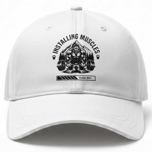 Installing Muscles Please Wait Baseball Cap Bigfoot Funny Gym Workout Gift TS12 Print Your Wear