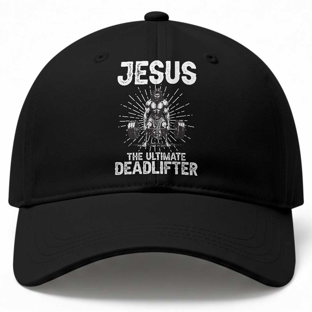 Funny Christian Gym Gift Baseball Cap Jesus The Ultimate Deadlifter TS12 Print Your Wear