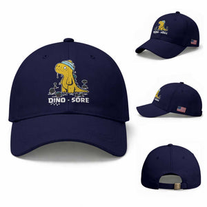 Dino Sore Baseball Cap Funny Dinosaur Workout Gift TS12 Baseball Cap Universal Fit Dark Blue Print Your Wear