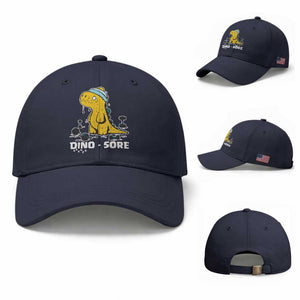 Dino Sore Baseball Cap Funny Dinosaur Workout Gift TS12 Baseball Cap Universal Fit Navy Print Your Wear