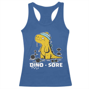 Dino Sore Racerback Tank Top Funny Dinosaur Workout Gift TS12 Royal Blue Print Your Wear