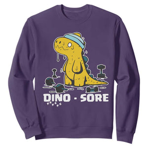 Dino Sore Sweatshirt Funny Dinosaur Workout Gift TS12 Purple Print Your Wear
