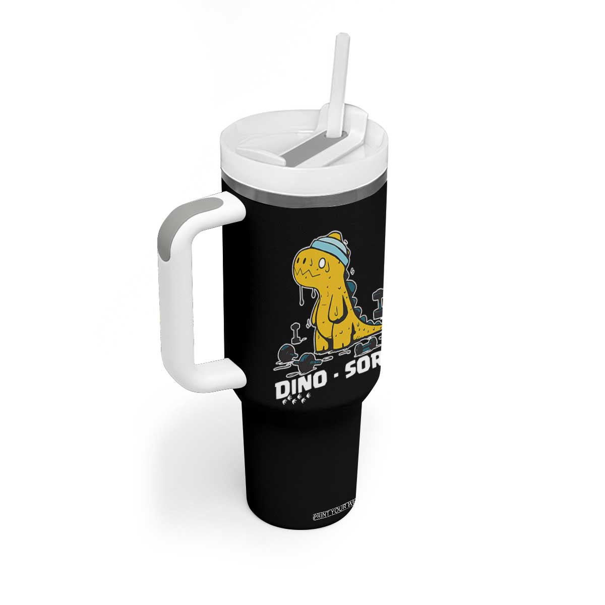 Dino Sore Tumbler With Handle Funny Dinosaur Workout Gift TS12 Print Your Wear
