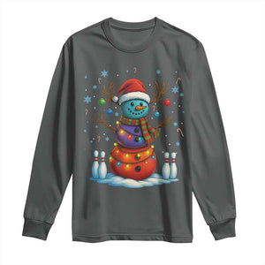 Funny Bowling Christmas Long Sleeve Shirt Gift For Bowler TS12 Dark Heather Print Your Wear