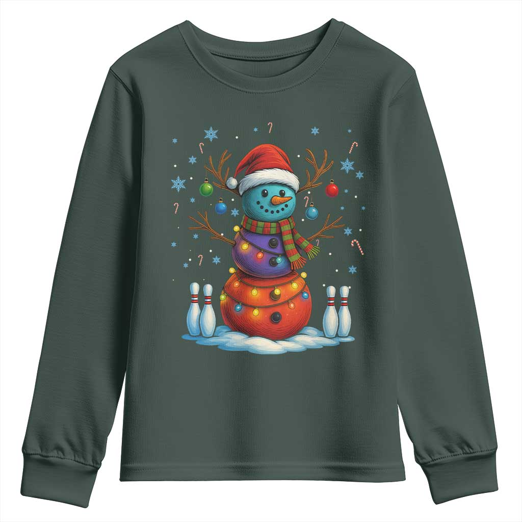 Funny Bowling Christmas Youth Sweatshirt Gift For Bowler TS12 Dark Forest Green Print Your Wear