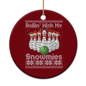 Rollin With My Snowmies Ceramic Ornament Funny Xmas Bowling Ugly Sweater Gift TS12 1pc Red Print Your Wear