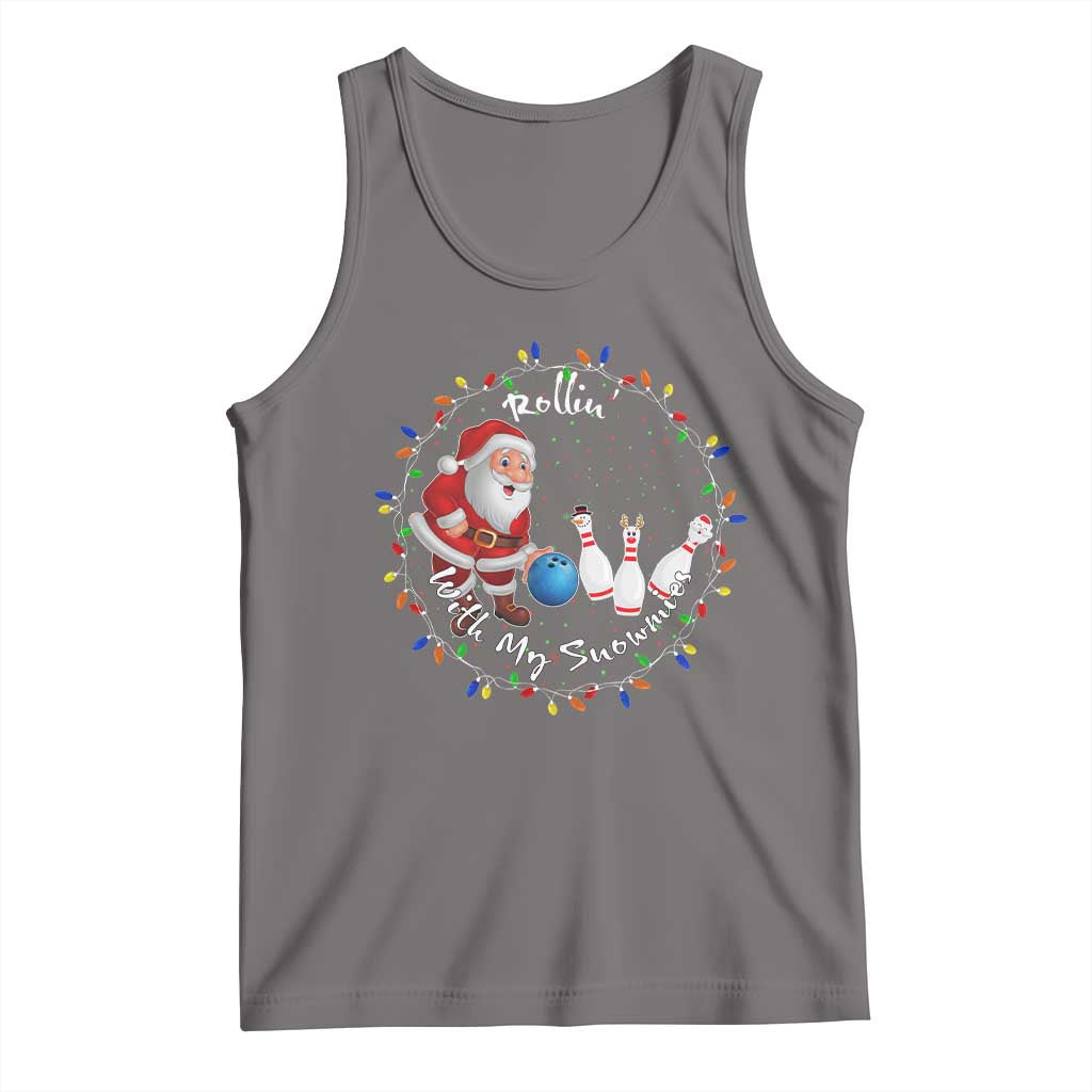 Rollin With My Snowmies Tank Top Bowling Xmas Gift TS12 Deep Heather Print Your Wear
