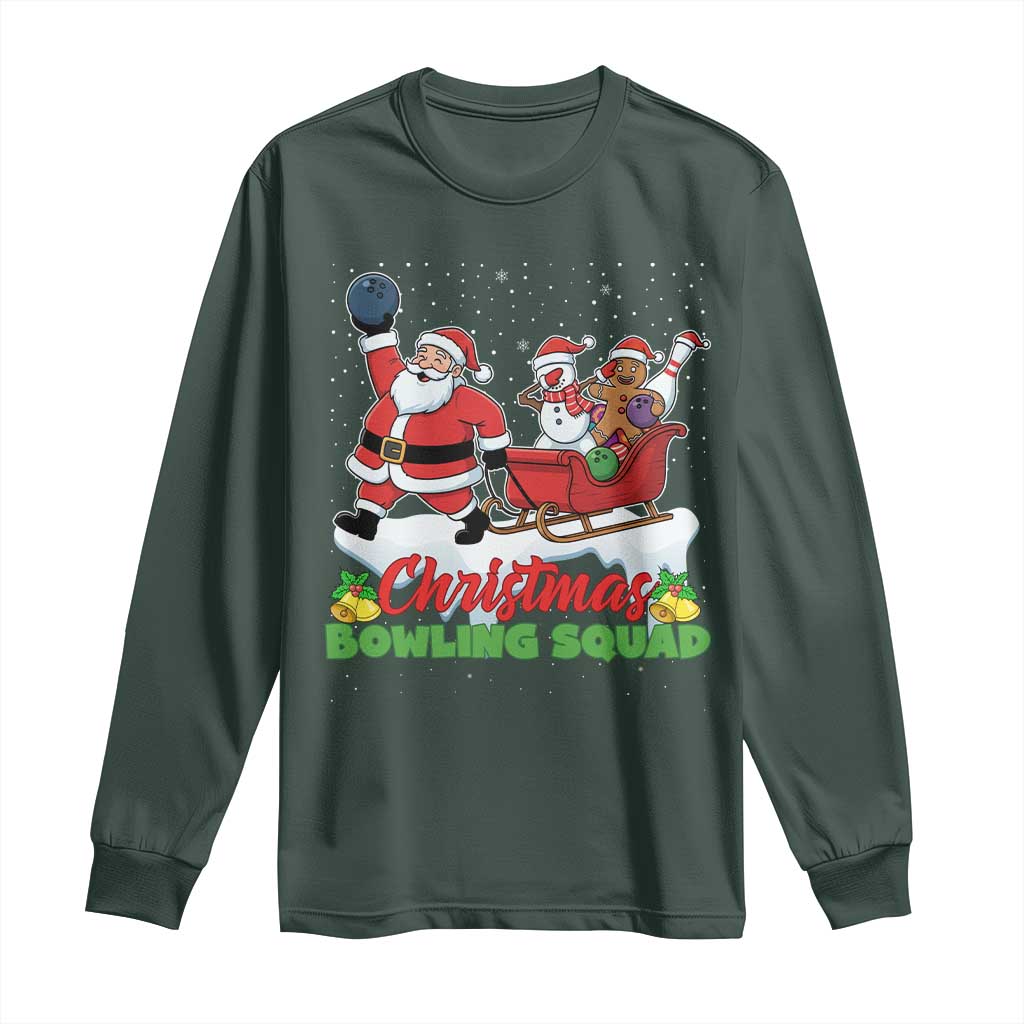 Christmas Bowling Squad Long Sleeve Shirt Funny Holiday Bowler TS12 Dark Forest Green Print Your Wear