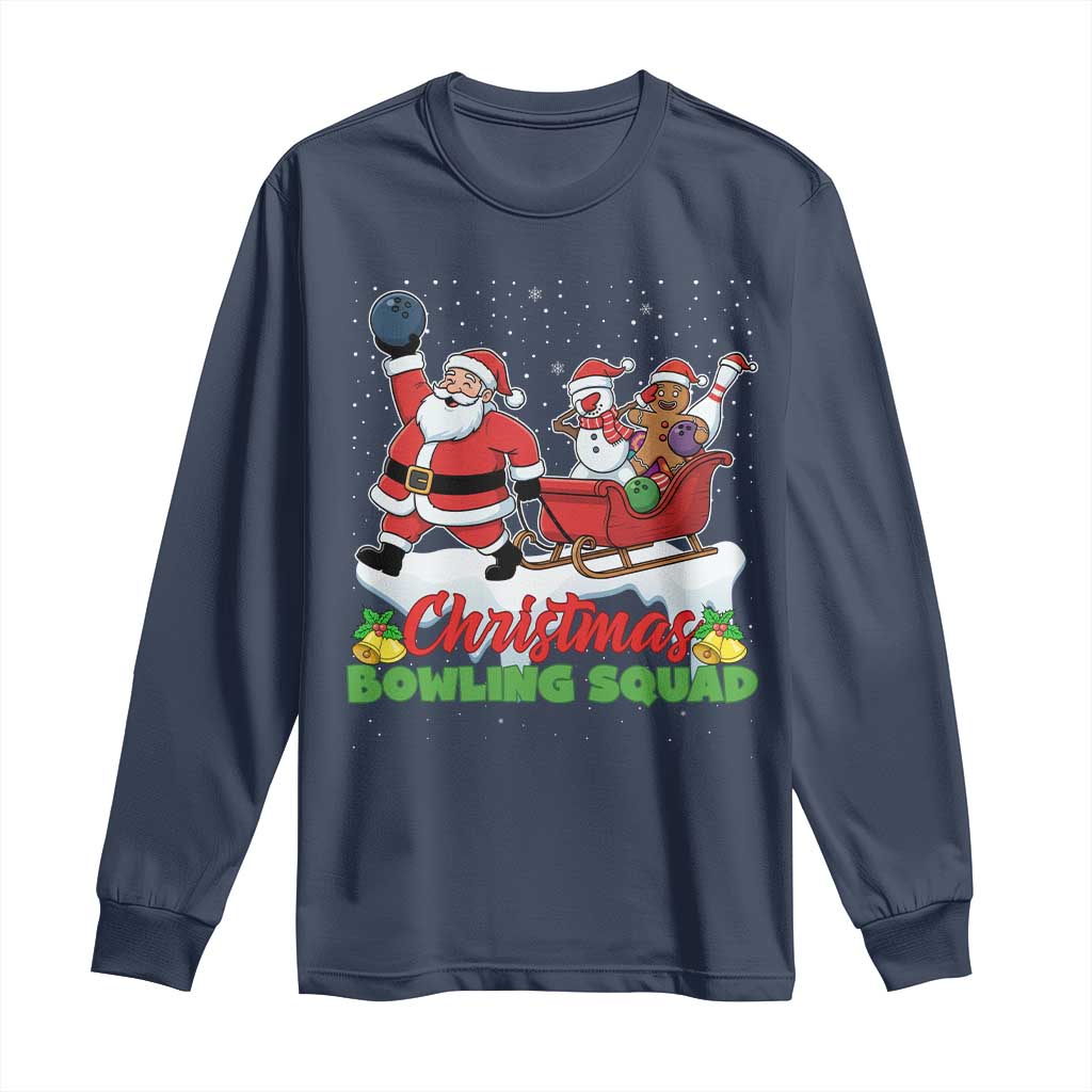 Christmas Bowling Squad Long Sleeve Shirt Funny Holiday Bowler TS12 Navy Print Your Wear
