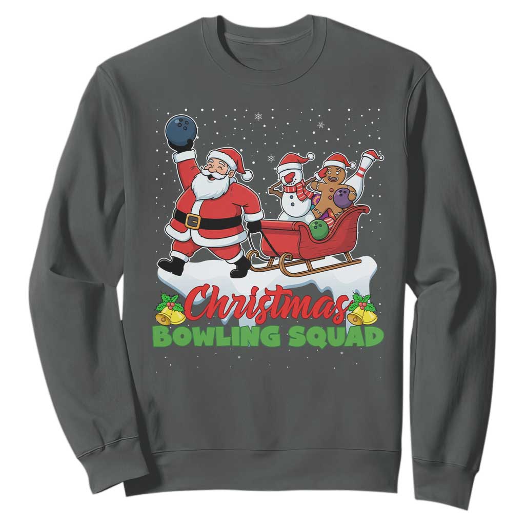 Christmas Bowling Squad Sweatshirt Funny Holiday Bowler TS12 Dark Heather Print Your Wear
