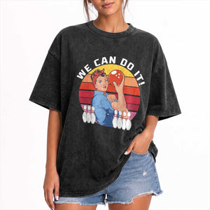 Feminist Bowling Washed Cotton T-Shirt We Can Do It