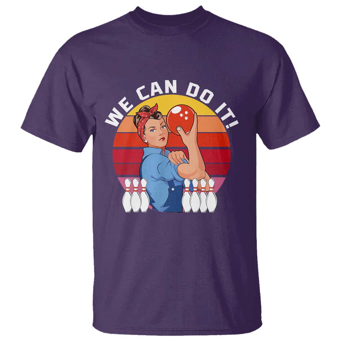 Feminist Bowling T Shirt We Can Do It TS12 Purple Print Your Wear