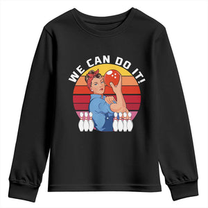 Feminist Bowling Youth Sweatshirt We Can Do It TS12 Black Print Your Wear