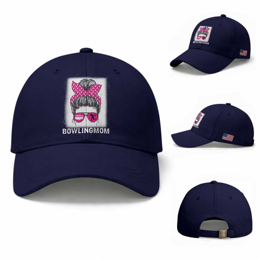 Bowling Mom Life Baseball Cap Funny Bowler Gift TS12 Baseball Cap Universal Fit Dark Blue Print Your Wear